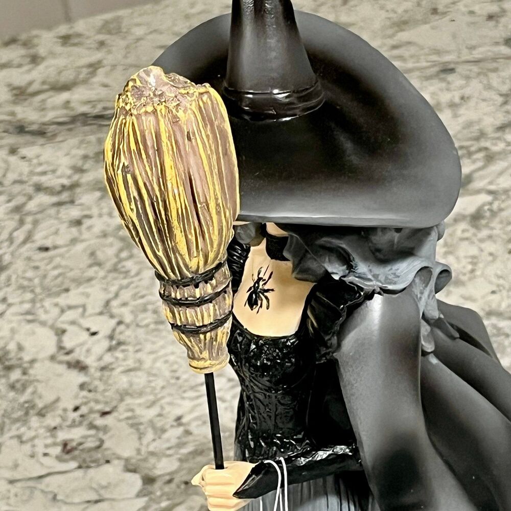 Hallow’s Eve Halloween Gorgeous Elegant Witch w Spider Flowing Cape Broomstick - Picture 6 of 8